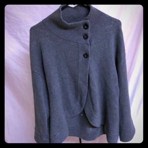 Calvin Klein Sweaters - Calvin Klein grey cotton/rabbit hair cape sweater